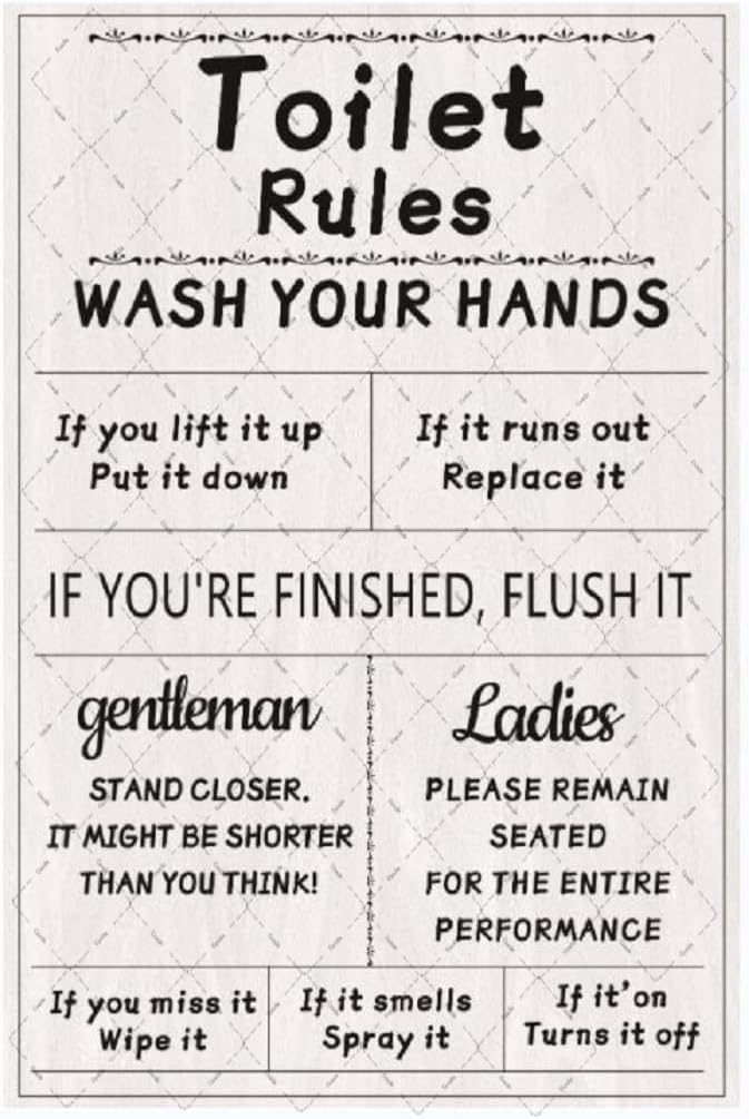 Home Bathroom Rules - 커스데 화장실 규칙 금속 틴 사인