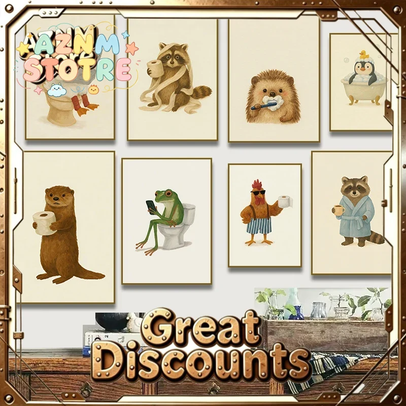 Home Bathroom Wallpaper - 재미있는 수달 화장지 오리 화장실에서 독서하는
