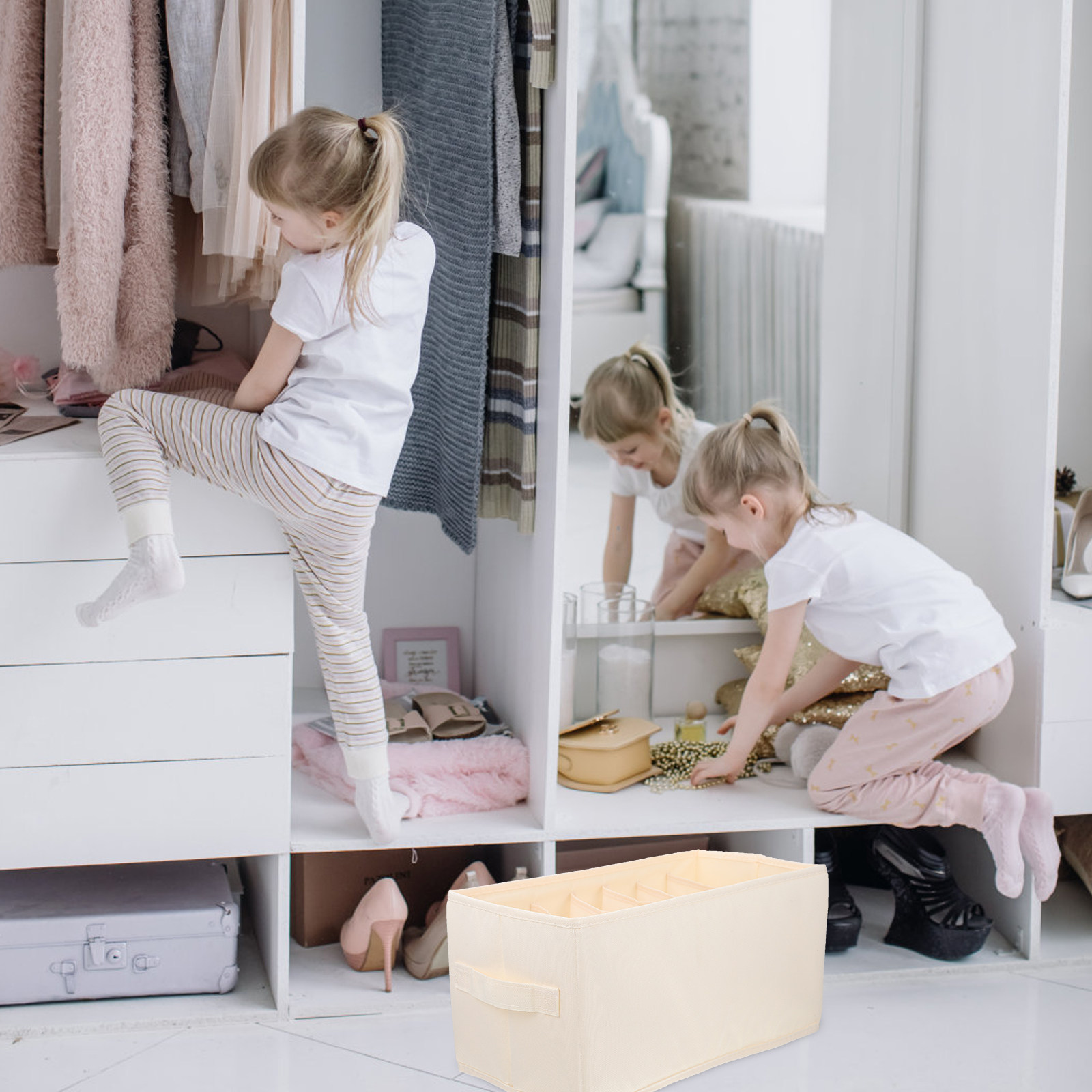 Home Essentials Bathroom Organizer - 얇은 옷 정리함, 수납칸 디자인으로 청바지,