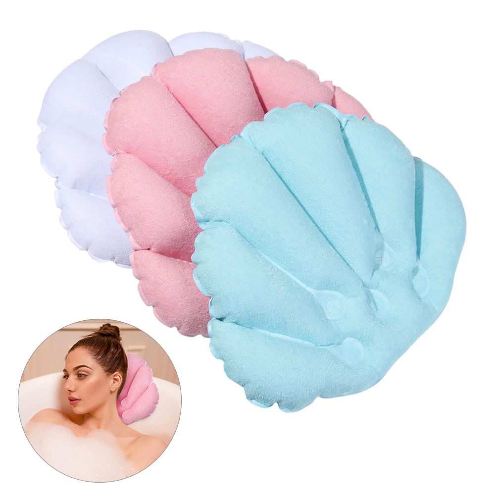 Bathtub Pillow Inflatable - 흡착컵이 있는 풍선형 테리 천 목욕