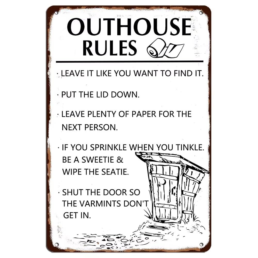 Home Bathroom Rules - 야외 화장실 규칙 금속 양철 간판