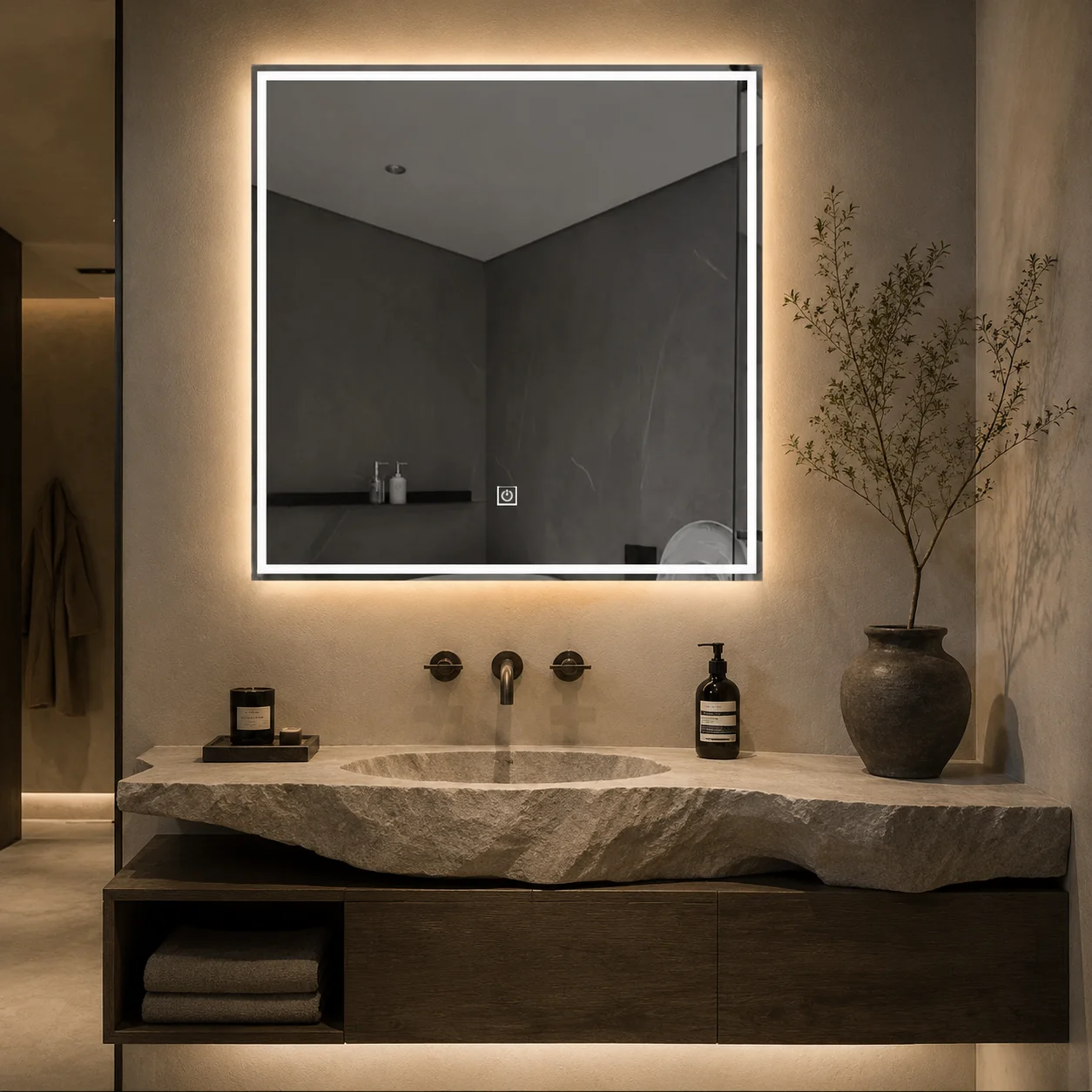 Bathroom Mirror Led - 60cm LED 조명 욕실 거울, 60cm