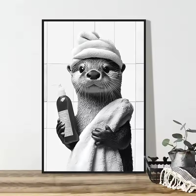 동물 욕실 화장지 캔버스 회화 포스터 수달 고슴도치 기 - Home Bathroom Wallpaper 리뷰 및 가격
