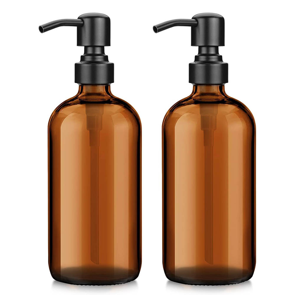 앰버 유리 비누 디스펜서(블랙 펌프 포함), 욕실용 액 - Home Bathroom Soap Dispenser 리뷰 및 가격