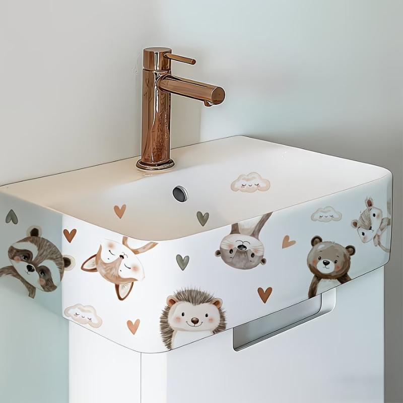 새로운 행운의 잉어 꽃무늬 세면대 스티커 자가 접착 방 - Home Bathroom Wash Basin 리뷰 및 가격