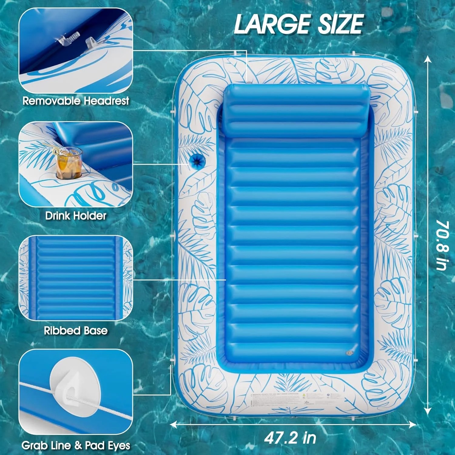 탈부착 가능한 베개가 있는 대형 에어 수영장 튜브, 수 - Bathtub Pillow Inflatable 리뷰 및 가격