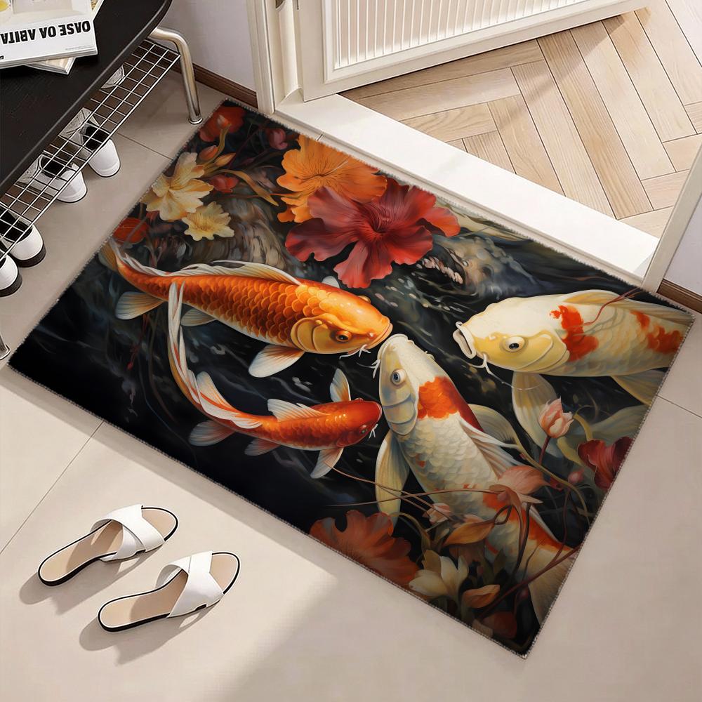 행운을 가져다주는 잉어 물고기 바닥 매트 부드러운 플란 - Home Goods Bathroom Rugs 리뷰 및 가격