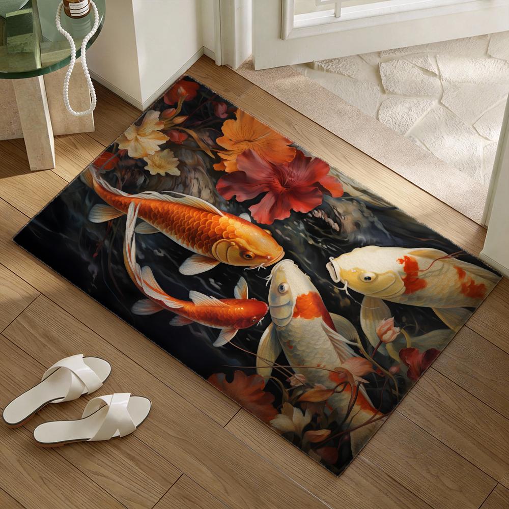 행운을 가져다주는 잉어 물고기 바닥 매트 부드러운 플란 - Home Goods Bathroom Rugs 리뷰 및 가격
