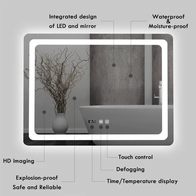 현대적인 16x24인치 LED 욕실 거울, 김서림 방지 - Bathroom Mirror Led 리뷰 및 가격