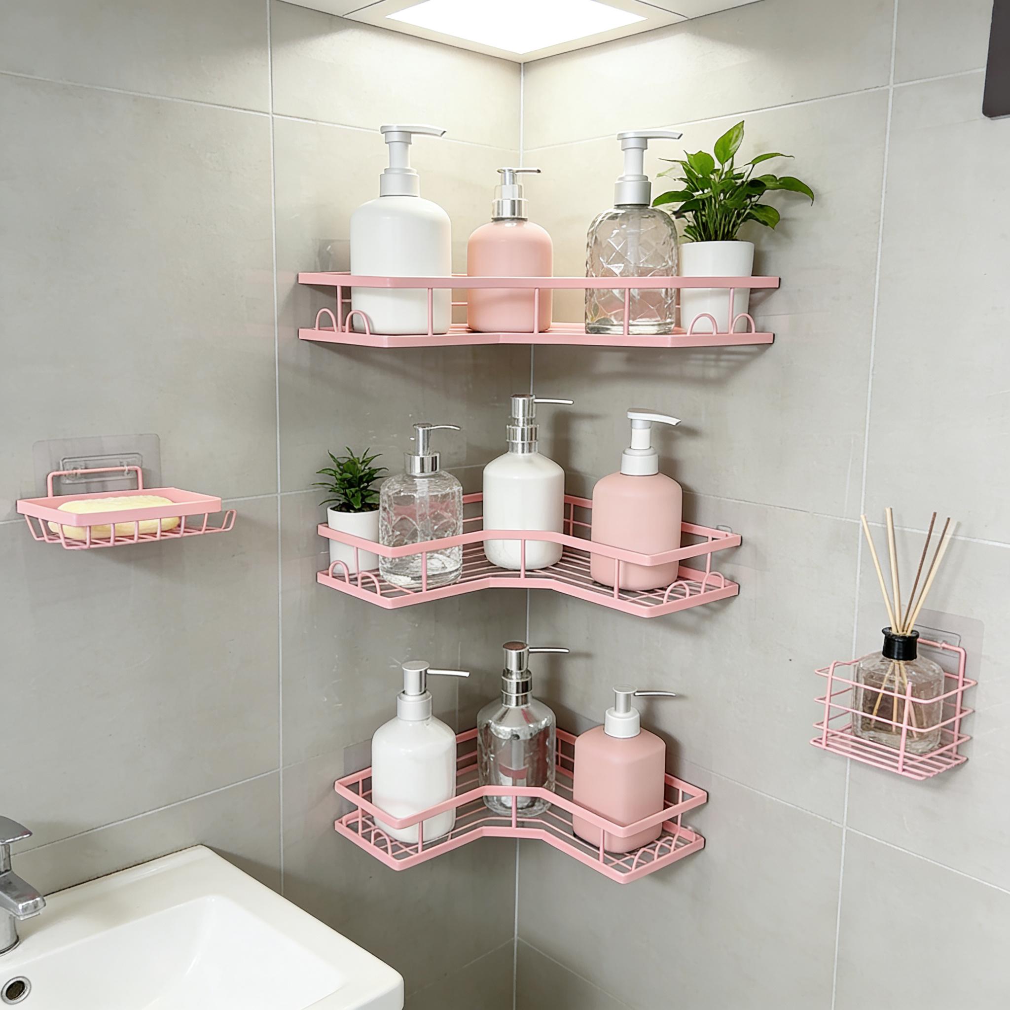 5종 미니멀리스트 핑크 샤워 정리함 세트, 무타공 접착 - Home Essentials Bathroom Organizer 리뷰 및 가격