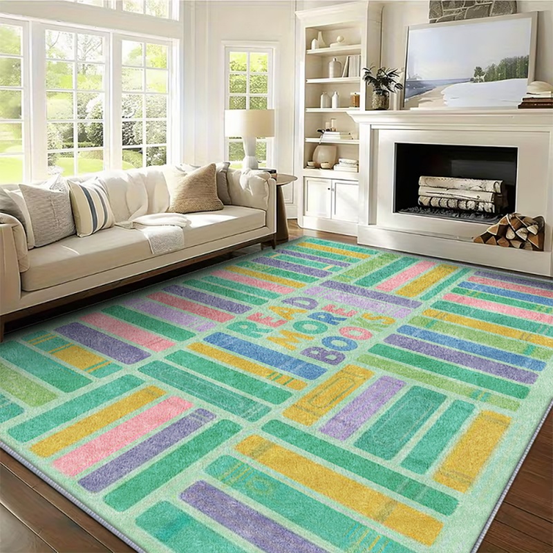 파스텔 레인보우 스트라이프 굿 무드 포지티브 쿼트 러그 - Home Goods Bathroom Rugs 리뷰 및 가격