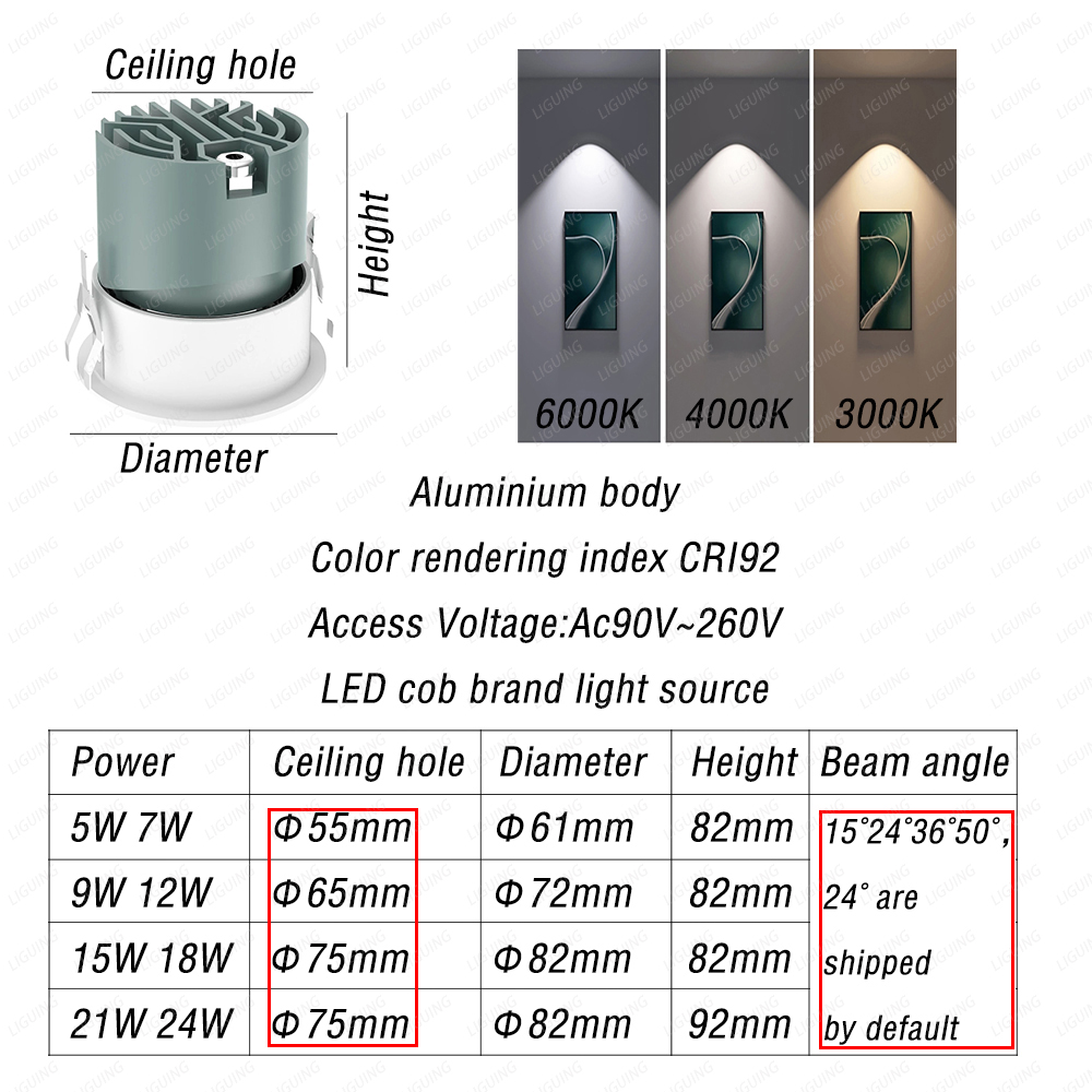 임베디드 방수 LED 천장 조명 매립형 LED 다운라이 - Home Bathroom Wash Basin 리뷰 및 가격