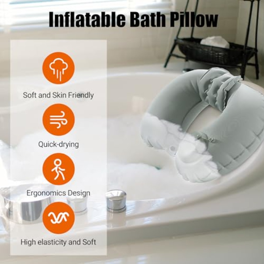 욕조 및 샤워용 풍선 목베개 - 머리 및 목 지지대,  - Bathtub Pillow Inflatable 리뷰 및 가격