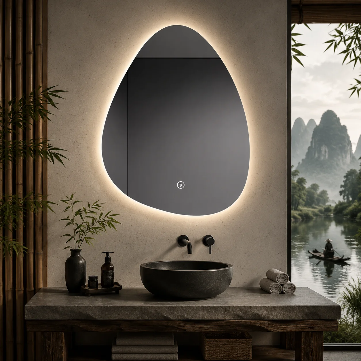 불규칙한 모양의 스마트 LED 욕실 거울, 3색 조명  - Bathroom Mirror Led 리뷰 및 가격