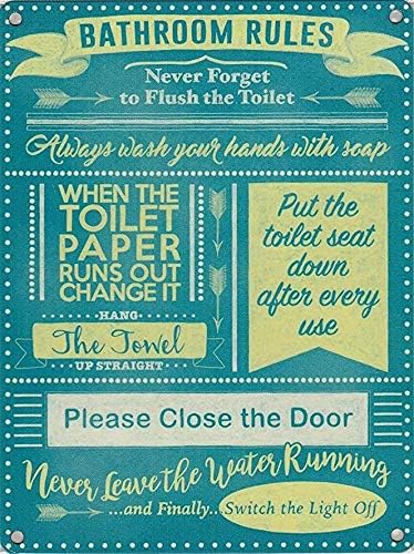 빈티지 스타일 금속 벽 장식판 욕실 규칙 선물 레트로  - Home Bathroom Rules 리뷰 및 가격