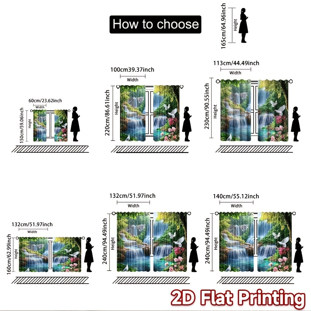2D 플랜 - 2피스 세트, 숲과 폭포 풍경 프린트 커 - Home Bathroom Plan 리뷰 및 가격