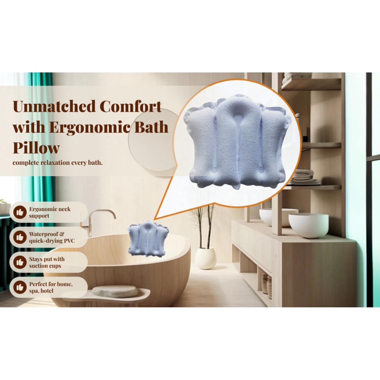 흡착판이 있는 풍선형 욕조 베개, 욕조용 부드러운 목욕 - Bathtub Pillow Inflatable 리뷰 및 가격