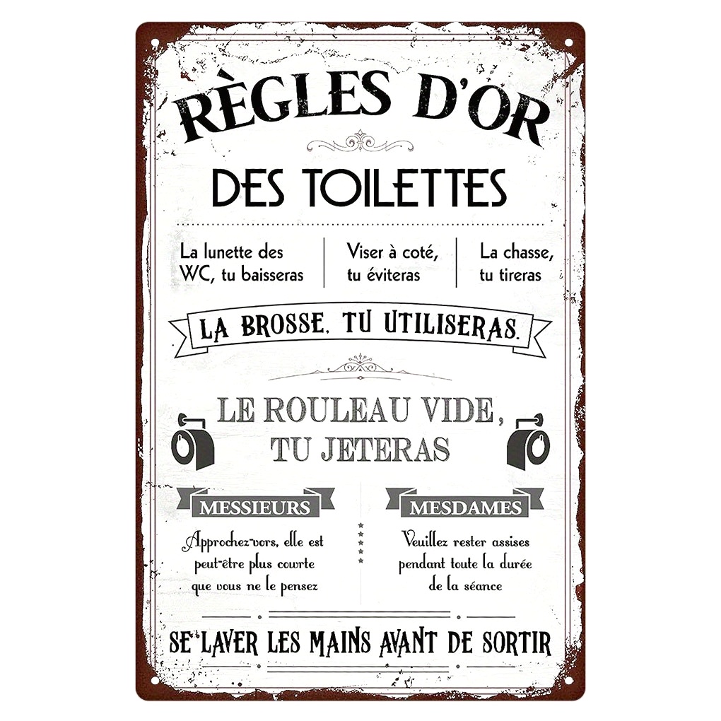 재미있는 프랑스어 명언 금속 화장실 표지판 - '화장실 - Home Bathroom Rules 리뷰 및 가격